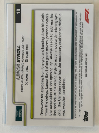Lance Stroll Base Topps Chrome Formula 1 10 NM (Back)