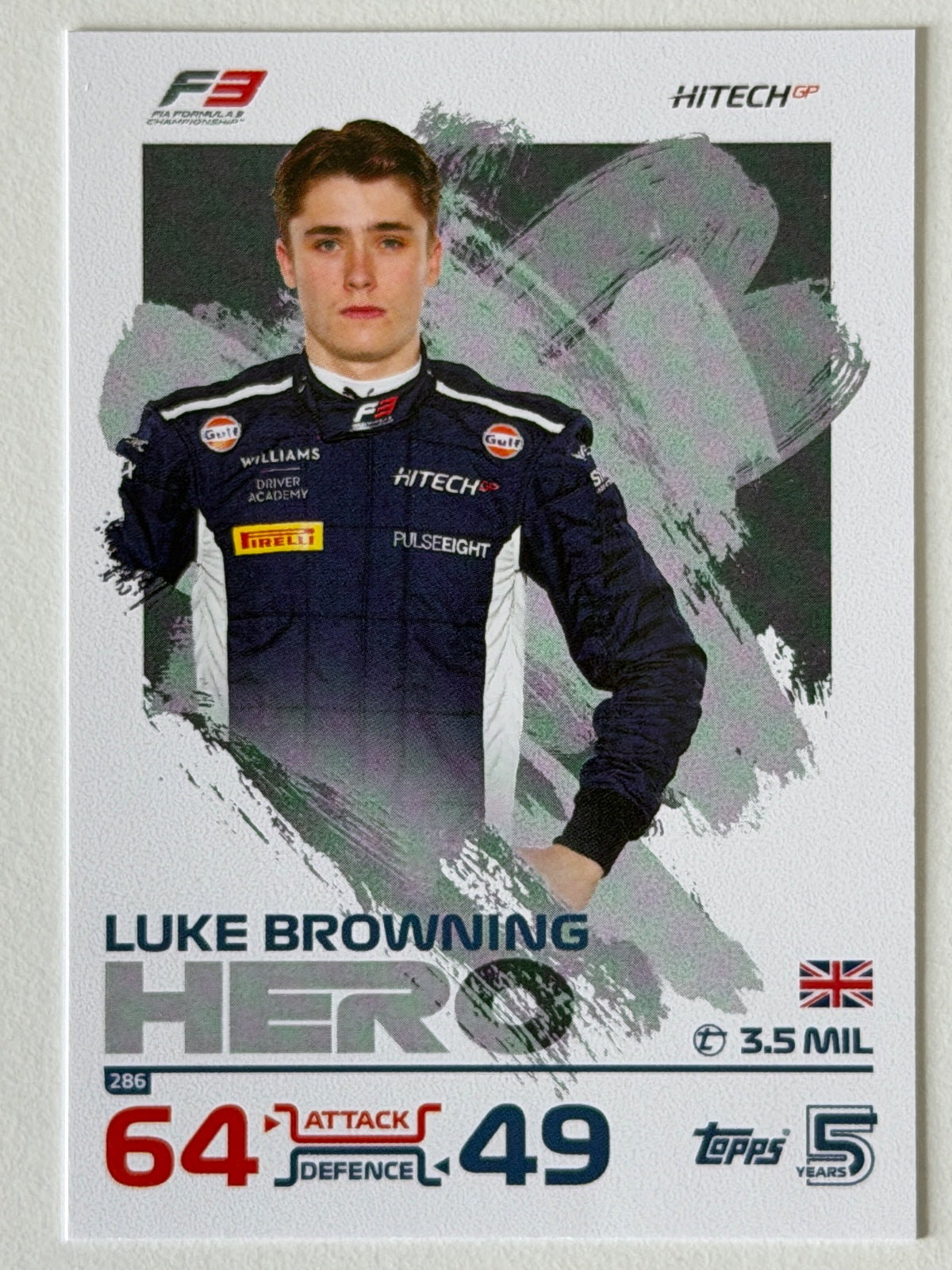 Luke Browning Base Topps Turbo Attax F1 286 NM