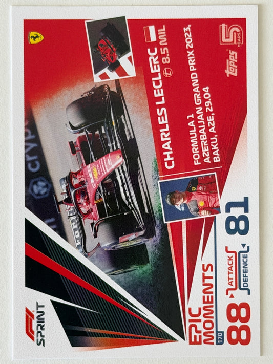 Charles Leclerc Base Topps Turbo Attax F1 170 NM