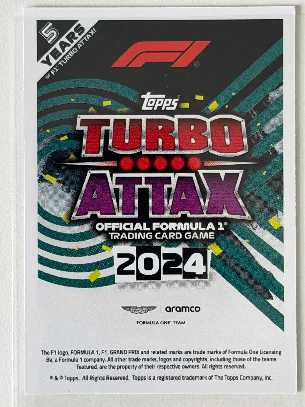 Fernando Alonso Base Topps Turbo Attax F1 308 NM (Back)