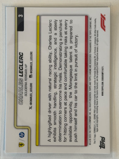 Charles Leclerc Base Topps Chrome Formula 1 3 NM (Back)