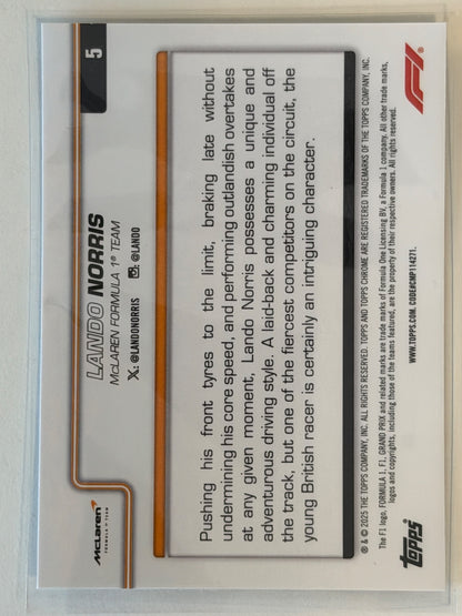 Lando Norris Base Topps Chrome Formula 1 5 NM (Back)