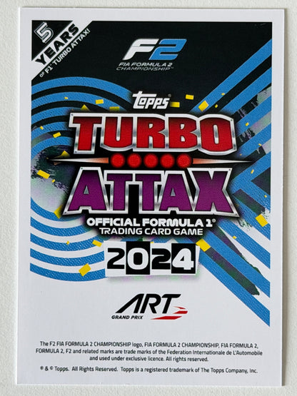Zak O'Sullivan Base Topps Turbo Attax F1 224 NM (Back)