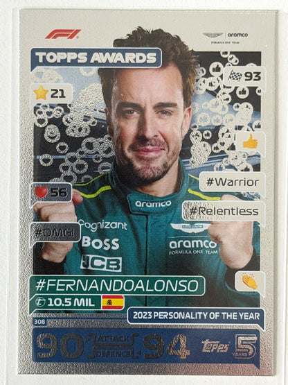 Fernando Alonso Base Topps Turbo Attax F1 308 NM