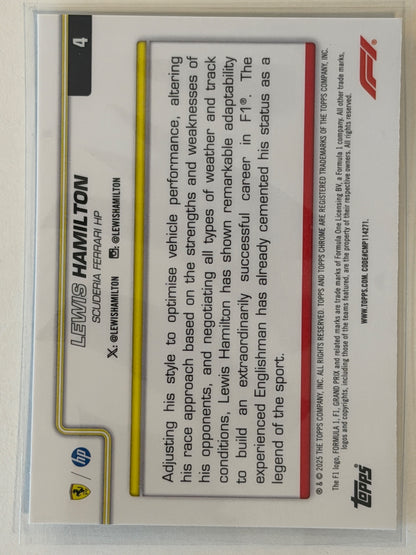 Lewis Hamilton Base Topps Chrome Formula 1 4 NM (Back)