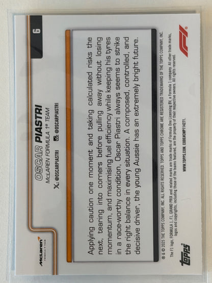 Oscar Piastri Base Topps Chrome Formula 1 6 NM (Back)